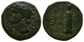CILICIA, Mallus. Domitian. AD 81-96. Æ 21mm (5.65 g, 12h). Ioulios Aga..., magistrate. Laureate head left / Cult statue of Athena Magarsis standing fa...