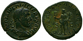 Philippus I (244-249), Sestertius, Rome, 247-248 AC, AE, IMP M IVL PHILIPPVS AVG, laureate, draped and cuirassed bust r. , LIBERALITAS AVGG II S-C, Li...