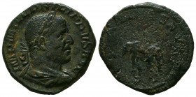 Philip I Æ Sestertius. Rome mint, 1st officina. 10th emission, AD 249. IMP MIVL PHILIPPVS AVG, Laureate, draped, and cuirassed bust right / AETERNITAS...