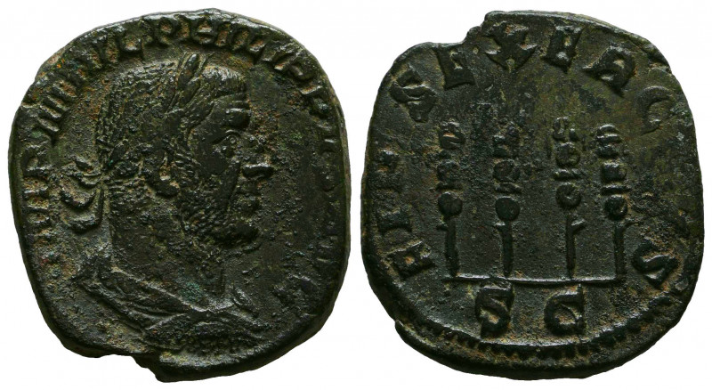 PHILIPPUS I ARABS, 244-249
Sestertius. AE. IMP M IVL PHILIPPVS AVG Laureate, dr...
