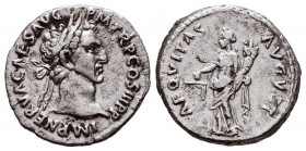 NERVA (96-98). Denarius. Rome.
Obv: IMP NERVA CAES AVG P M TR P COS II P P.
Laureate head right.
Rev: AEQVITAS AVGVST.
Aequitas standing left, hol...