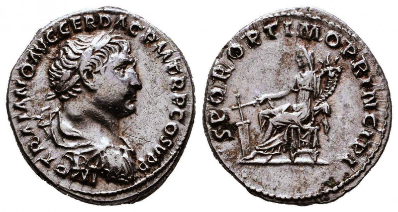 Trajan (AD 98-117). AR Denarius
Reference: 
Condition: Very Fine



Weight...
