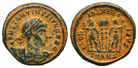 Constantine II. As Caesar, A.D. 317-337. Æ follis 
Reference:
Condition: Very Fine



Weight: 2,5 gr
Diameter: 18,2 mm