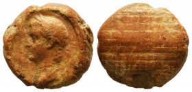 Clay tessera or theater token with the head of Tiberius (14-37 AD). AE

Reference:
Condition: Very Fine




Weight: 2,3 gr
Diameter: 18,5 mm