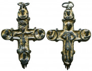 Very Important and Large Byzantine Bronze Reliquary Cross (Enkolpion) with 4 Saints c. 10th-12th century AD.

Reference:
Condition: Very Fine


...