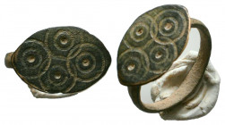 Byzantine Evel Eye Ring c. 7th-12th century AD.
Reference:
Condition: Very Fine



Weight: 
Diameter: