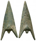 Very Beautiful Ancient Bronze Arrow Heads, Ae 

Very Nicely Reserved



Weight: 
Diameter: