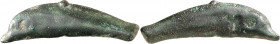 (525-410 a.C.). Olbia. Moneda en bronce en forma de delfín. (S. 1684 var) (CNG. III, 1879 var). 1,77 g. MBC+.