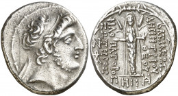 Imperio Seléucida. (95-94 a.C.). Demetrio III, Eukairos (97-87 a.C.). Damasco. Tetradracma. (S. 7191 var) (CNG. IX, 1305). Incisión en anverso. 15,49 ...