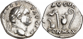 (71 d.C.). Vespasiano. Denario. (Spink 2281) (S. 42) (RIC. 42). 3,36 g. MBC+.