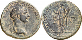 (116 d.C.). Trajano. Sestercio. (Spink 33192) (Co. 352) (RIC. 672). 24,47 g. MBC.
