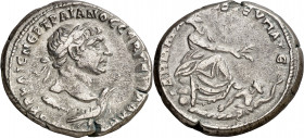 (110-111 d.C.). Trajano. Siria. Antioquía ad Orontem. Tetradracma. (S.GIC. 1089 var, de Tiro) (RPC. III, 3540). 14 g. MBC+.