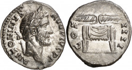(146 d.C.). Antonino pío. Denario. (Spink 4079) (S. 345) (RIC. 137). 3,26 g. EBC-.