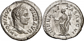 (209 d.C.). Caracalla. Denario. (Spink 6815) (S. 128) (RIC. 158). Bella. 3,69 g. EBC/EBC-.