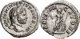 (211 d.C.). Caracalla. Denario. (Spink 6818) (S. 149) (RIC. 222). Bella. 2,80 g. EBC.