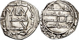 Emirato independiente. AH 153. Abderrahman I. Al Andalus. Dirhem. (V. 51) (Fro. 2). Margen algo recortado, pero ceca y fecha completas. 1,86 g. MBC.