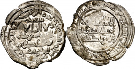 Califato. AH 402. Hixem II (2º reinado). Al Andalus. Dirhem. (V. 703) (Prieto 13b) (Fro. 23). Dos leves grietas por doblez, pero muy bonita. 2,40 g. M...