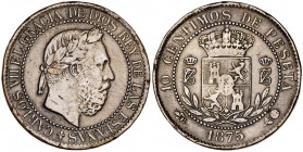1875. Carlos VII, Pretendiente. Oñate. 10 céntimos. (AC. 5). Golpecitos. 9,89 g. MBC-.