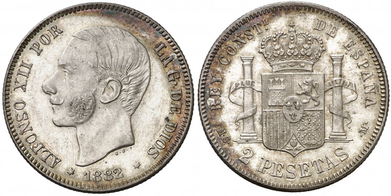 1882*1---. Alfonso XII. MSM. 2 pesetas. (AC. 32). Segunda estrella anepígrafa. M...
