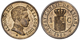 1906*6. Alfonso XIII. SLV. 1 céntimo. (AC. 2). Bella. 0,88 g. S/C.