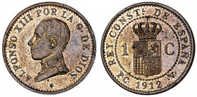 1912*2. Alfonso XIII. PCV. 1 céntimo. (AC. 4). Brillo original. 1.08 g. S/C.
