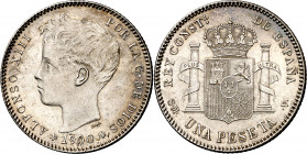1900*1900. Alfonso XIII. SMV. 1 peseta. (AC. 59). Bonita pátina. 5,02 g. EBC.