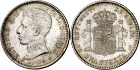 1903*1903. Alfonso XIII. SMV. 1 peseta. (AC. 67). 4,99 g. EBC.