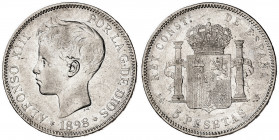1898*18-8. Alfonso XIII. SGV. 5 pesetas. (AC. 109). 24,76 g. BC+.