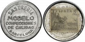 Barcelona. Sastrería Modelo. 5 céntimos. (AL. 1401). Ex Áureo & Calicó 15/12/2010, nº 805. 1,31 g. MBC+.