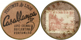 Barcelona. Perfumes de lujo Casablanca. 10 céntimos. (AL. falta). Ex Áureo & Calicó 15/12/2010, nº 809. 1,11 g. MBC+.