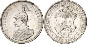 África Oriental Alemana. 1899. Guillermo II. 1 rupia. (Kr. 2). AG. 11,65 g. MBC+.