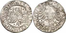 Alemania. Augsburgo. 1521. Heberhard IV. 1 batzen. (Kr. 21). A nombre de Carlos V. Parte de brillo original. Escasa. AG. 2,70 g. MBC/MBC+.