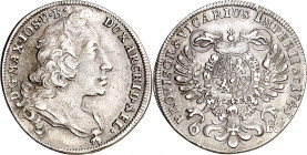 Alemania. Baviera. 1745. Maximiliano III, José. Múnich. 6 kreuzer. (Kr. 478). Escasa. AG. 3,10 g. MBC+.