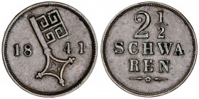 Alemania. Bremen. 1841. 2 1/2 schwaren. (Kr. 234). Leves rayitas. CU. 3,12 g. MBC.