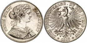 Alemania. Frankfurt del Meno. 1866. 2 taler. (Kr. 365). Limpiada. Rara. AG. 36,84 g. (EBC-).