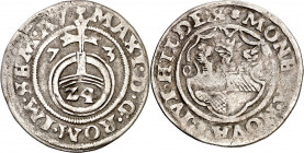 Alemania. Hildesheim. (15)73. Maximiliano II. 1/24 de taler. (Kr. 27). AG. 1,77 g. BC+.