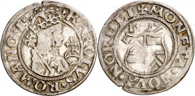 Alemania. Nordlingen. 1527. Eberhard IV. 1/2 batzen (2 kreuzer). (Kr. 60). AG. 1,54 g. MBC-.