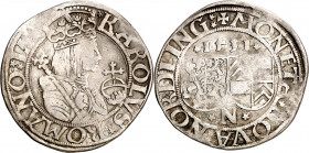 Alemania. Nordlingen. 1531. Eberhard IV. 1 batzen (4 kreuzer). (Kr. 62). Algo alabeada. AG. 3,61 g. MBC-.