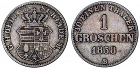 Alemania. Oldenburg. 1858. Nicolás Federico Pedro. B (Hannover). 1 groschen. (Kr. 194). CU. 2,14 g. MBC-.