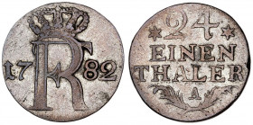 Alemania. Prusia. 1782. Federico II. A (Berlín). 1/24 taler. (Kr. 296). CU. 2,28 g. MBC.
