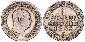 Alemania. Prusia. 1855. Federico Guillermo IV. A (Berlín). 1 groschen. (Kr. 462). CU. 1,89 g. MBC-.