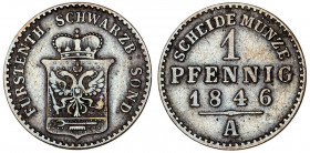 Alemania. Schwarzburg-Sondershausen. 1846. Günther Federico Carlos II. A (Berlín). 1 pfennig. (Kr. 142). CU. 1,46 g. MBC-/MBC.