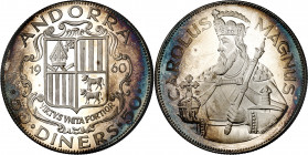 Andorra. 1960. 50 diners. (Kr.UWC. M1). Carlomagno. Acuñación de 3100 ejemplares. Pátina. AG. 27,90 g. Proof.