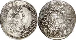 Austria. 1662. Leopoldo I. Viena. 15 kreuzer. (Kr. 1198). Alabeada. Escasa. AG. 6,39 g. (MBC+).