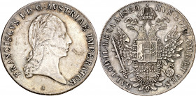 Austria. 1820. Francisco I. A (Viena). 1 taler. (Kr. 2162). AG. 27,86 g. MBC/MBC+.