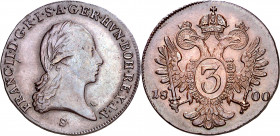 Austria. 1800. Francisco II. S. 3 kreuzer. (Kr. 2115.3). CU. 7,84 g. MBC+/EBC-.
