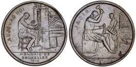 Bélgica. 1910. Token. Casa de moneda de Bruselas. Rayitas. CU. 10,17 g. MBC.