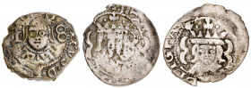 1624 y 165¿3?. Felipe IV. Valencia. 1 divuité. Lote de 3 monedas. BC+/MBC-.