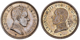 1904*04 y 1911*11. Alfonso XIII. 2 céntimos. Lote de 2 monedas. Brillo original. EBC/EBC+.