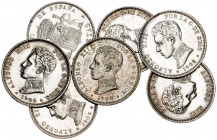 1905*1905. Alfonso XIII. SMV. 2 pesetas. (AC. 88). Lote de 7 monedas. MBC+/EBC+.